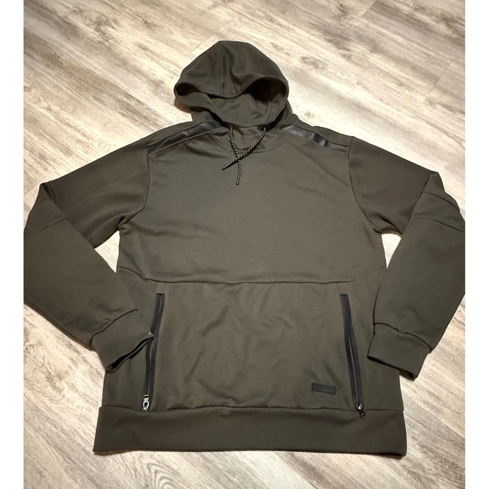 Southpole Mens Olive Green Hoodie With Black Trim Pockets Full Zip‎ Size XL